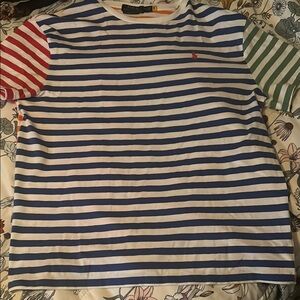 Striped Men’s Shirt with Multicolor Sleeves